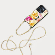 Lily Side Slot Leather Crossbody Bandolier - Ceci Ivory Floral/Gold