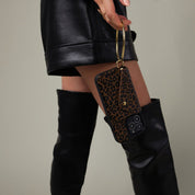 Gigi O-ring Wristlet - Dark Leopard/Gold
