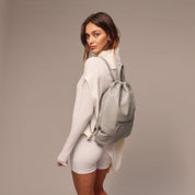 Drawstring Backpack - Greige/Silver