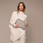 Carryall Zip Pouch - Greige/Silver