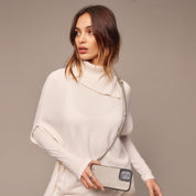 Emma Pebble Leather Crossbody Bandolier - Greige/Silver