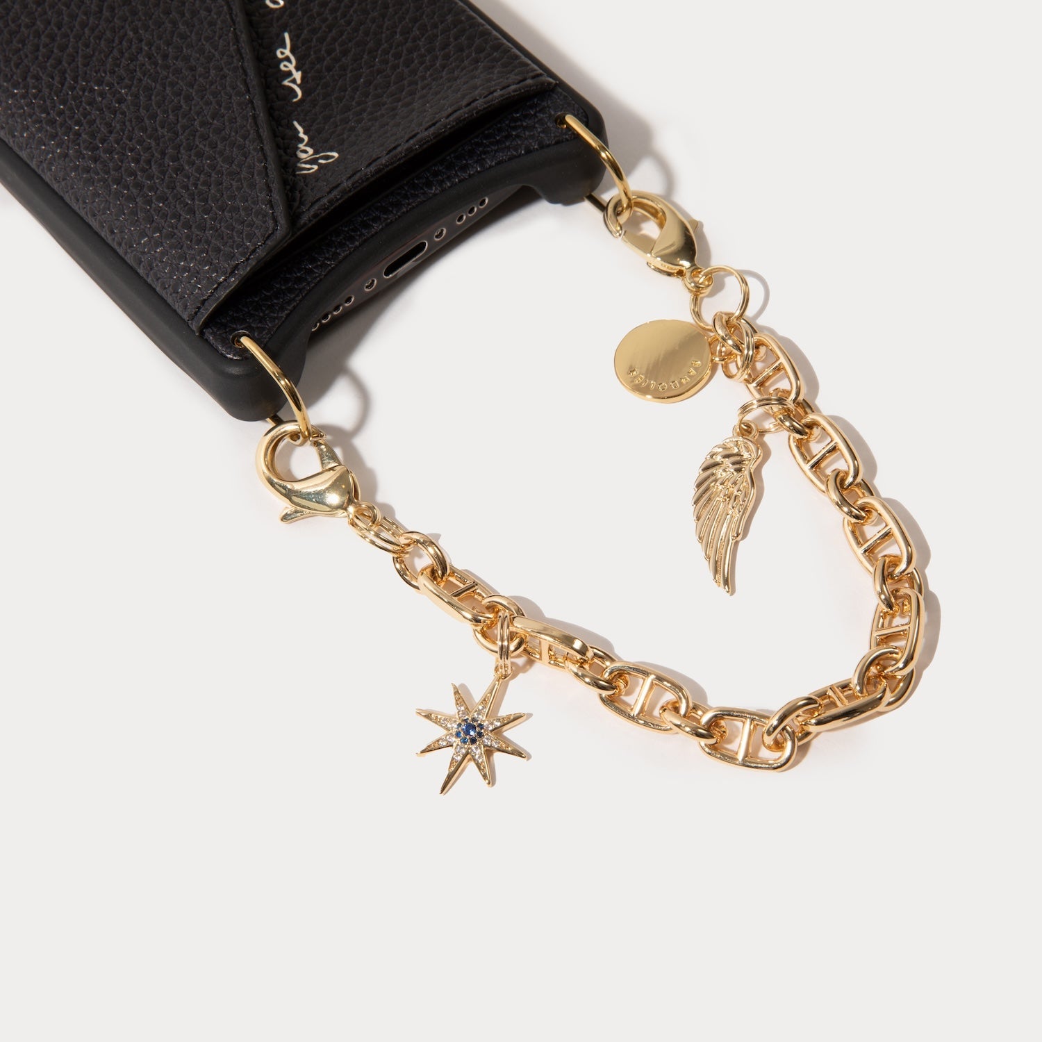 Alanis Crossbody Charm Set with Expanded Pouch- Black/Gold