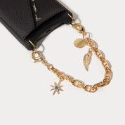Alanis Crossbody Charm Set with Expanded Pouch- Black/Gold
