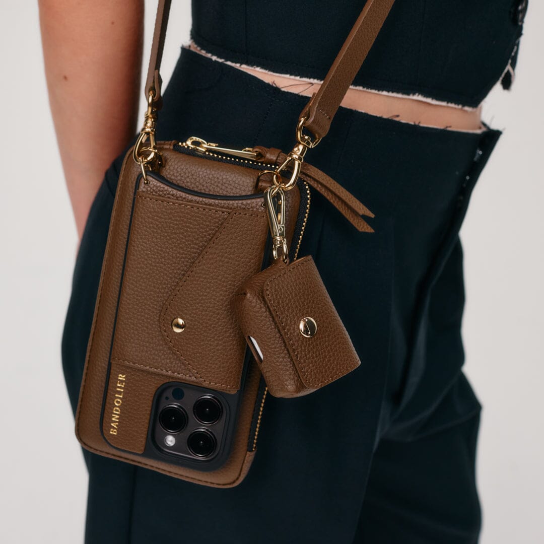 Avery AirPods Clip-On Pouch - Forest Brown/Gold