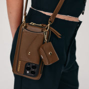 Avery AirPods Clip-On Pouch - Forest Brown/Gold