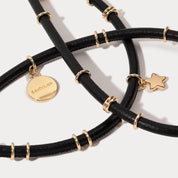 Reign Side Slot Leather Crossbody Bandolier - Black/Gold
