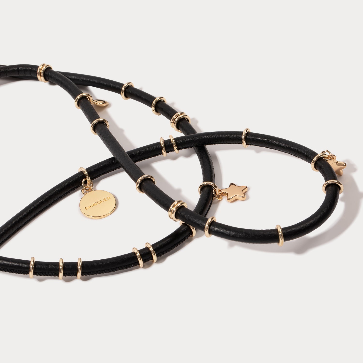 Reign Side Slot Leather Crossbody Bandolier - Black/Gold