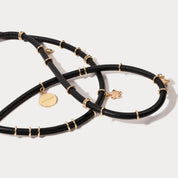 Reign Side Slot Leather Crossbody Bandolier - Black/Gold
