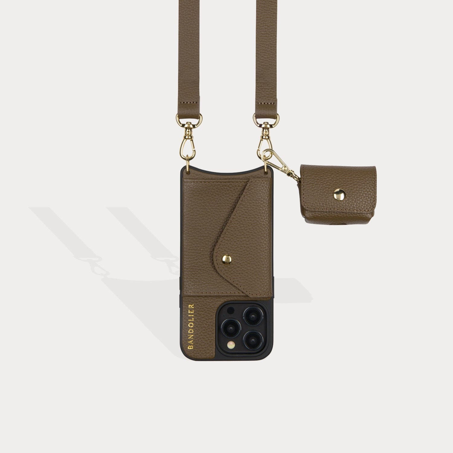 Avery AirPods Clip-On Pouch - Forest Brown/Gold