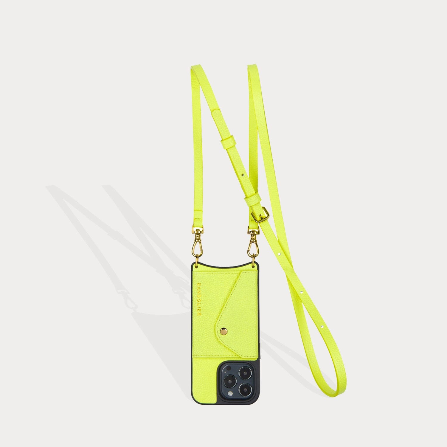 Donna Side Slot Crossbody Bandolier - Neon Yellow/Gold