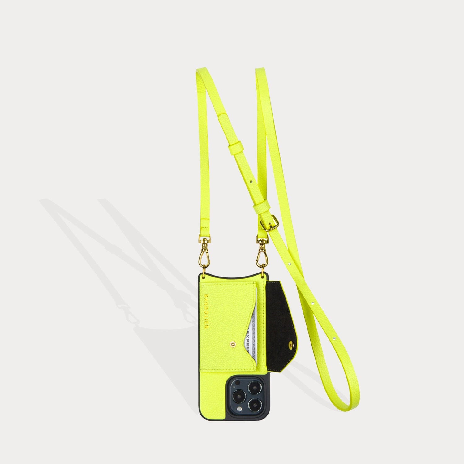 Donna Side Slot Crossbody Bandolier - Neon Yellow/Gold