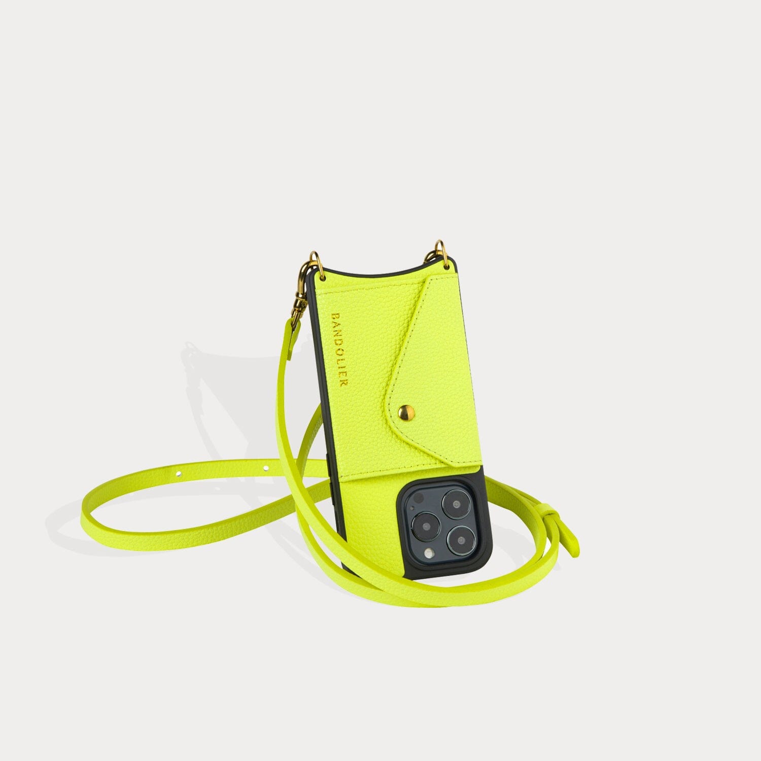 Donna Side Slot Crossbody Bandolier - Neon Yellow/Gold