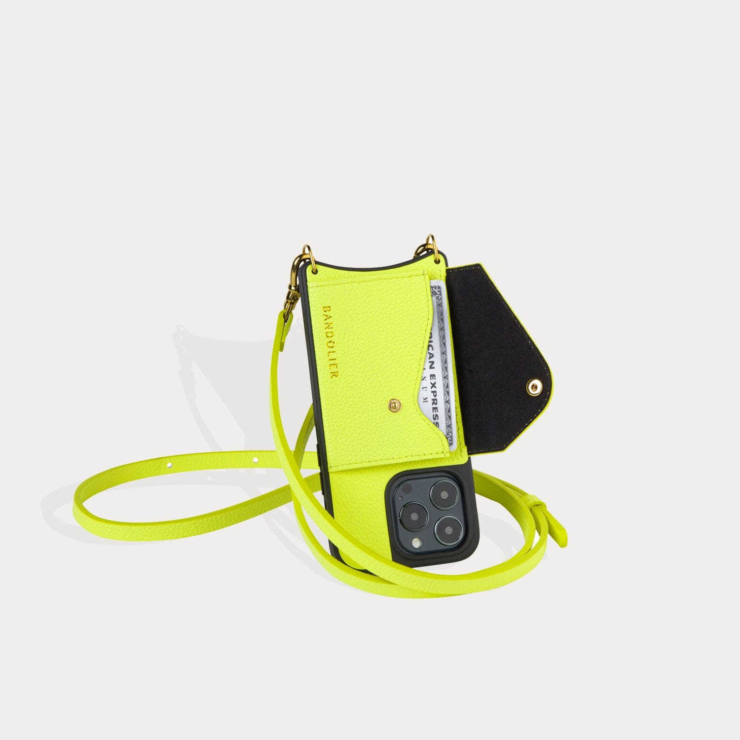 Donna Side Slot Crossbody Bandolier - Neon Yellow/Gold