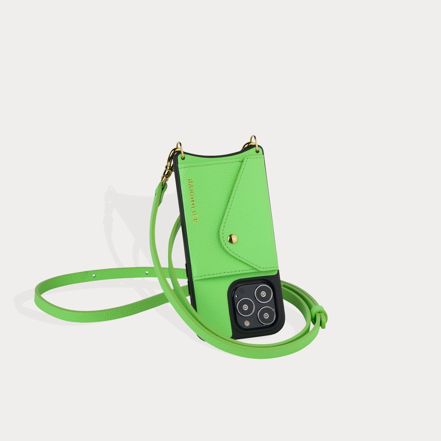 Donna Side Slot Crossbody Bandolier - Neon Green/Gold