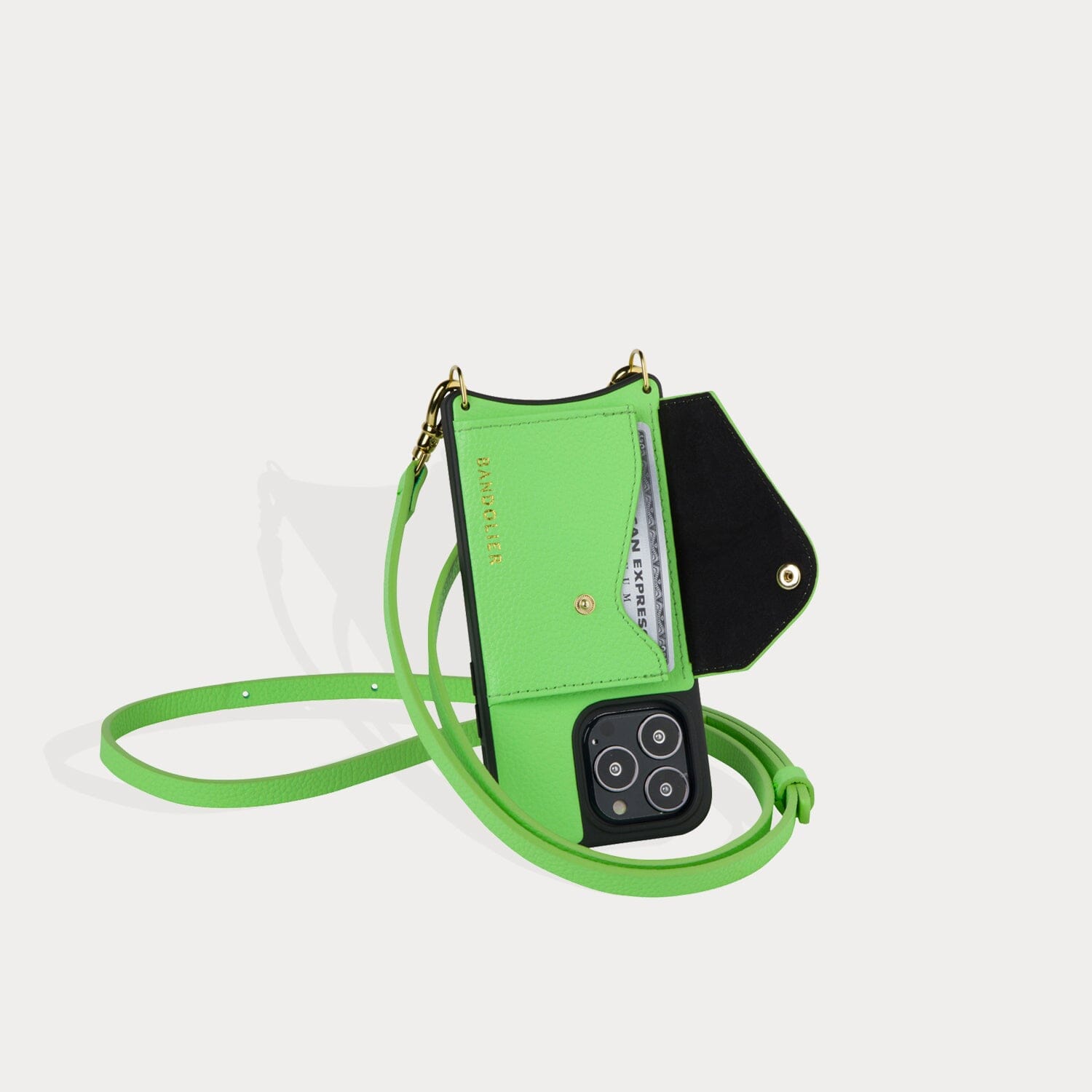 Donna Side Slot Crossbody Bandolier - Neon Green/Gold