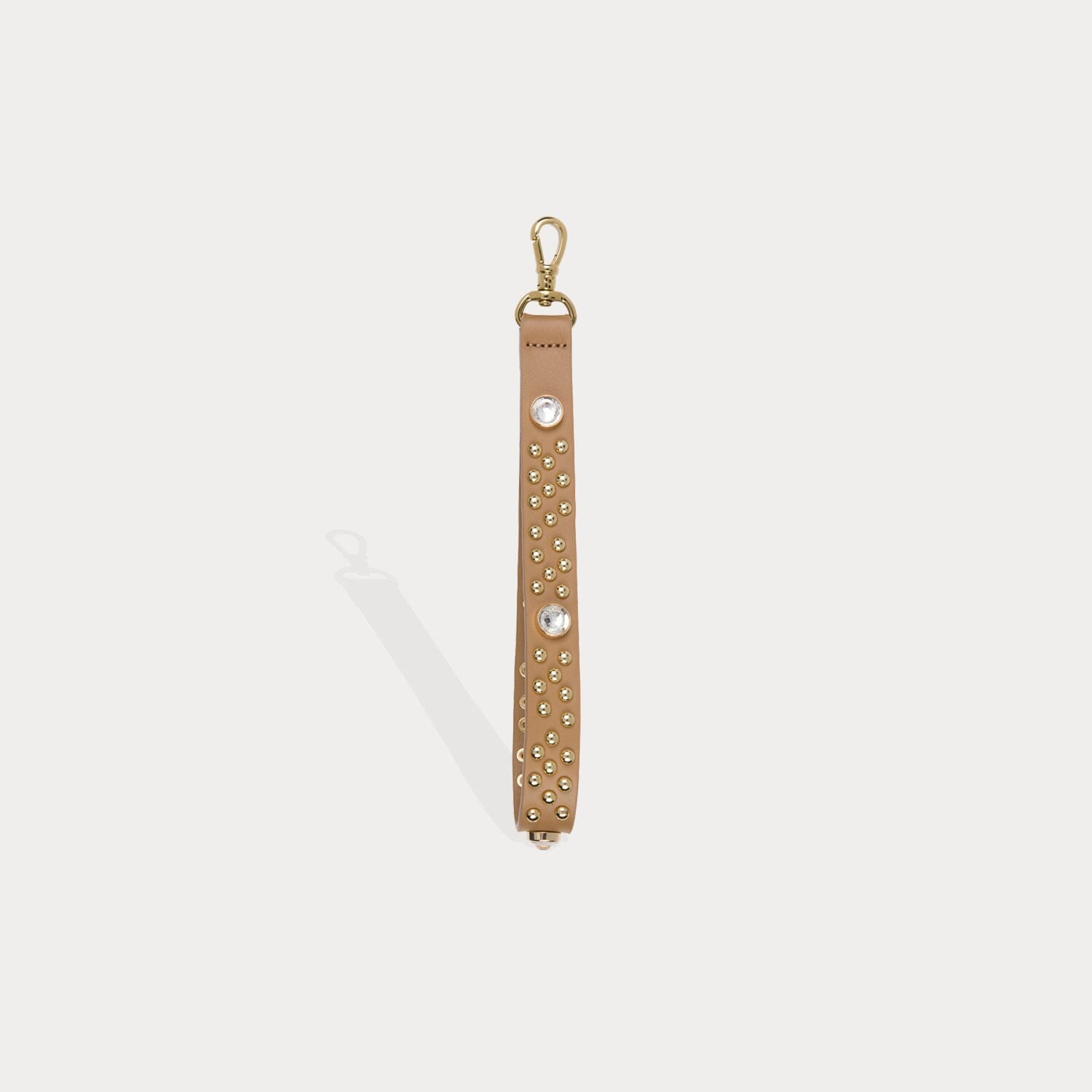 Ava Pebble Leather Wristlet - Tan/Gold