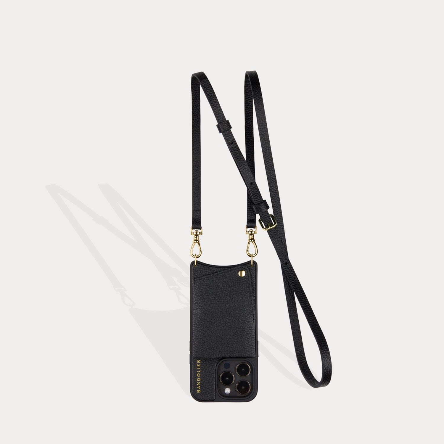 Emma Pebble Leather Crossbody Bandolier - Black/Gold