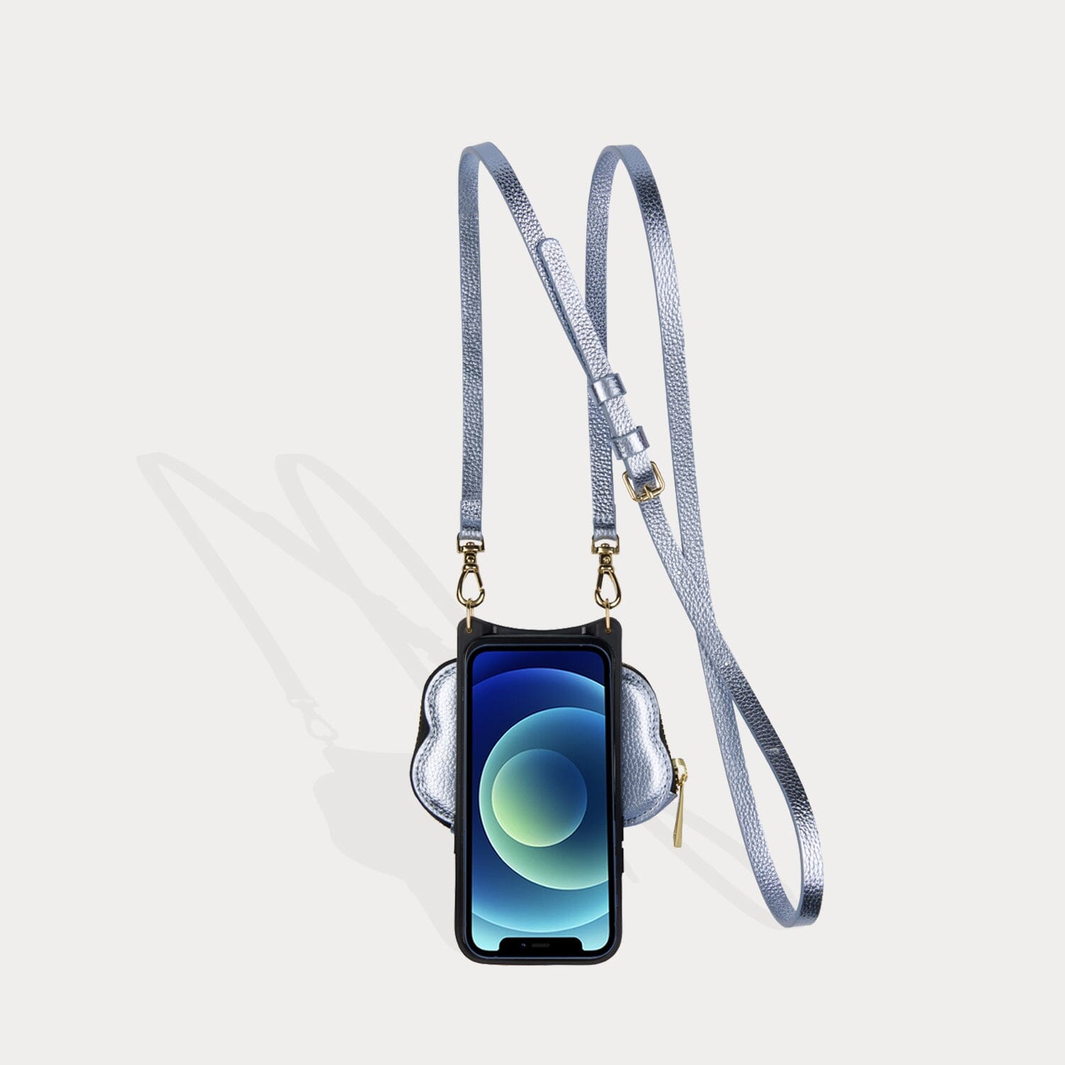 Willa Cloud Crossbody Bandolier - Metallic Powder Blue/Gold