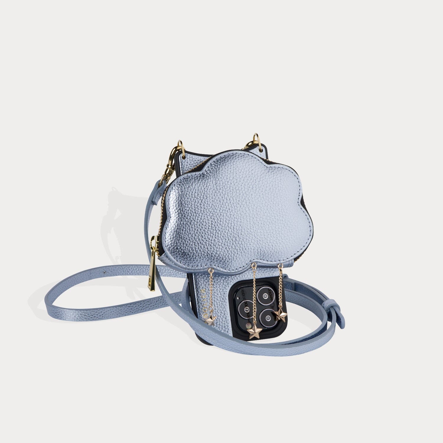 Willa Cloud Crossbody Bandolier - Metallic Powder Blue/Gold