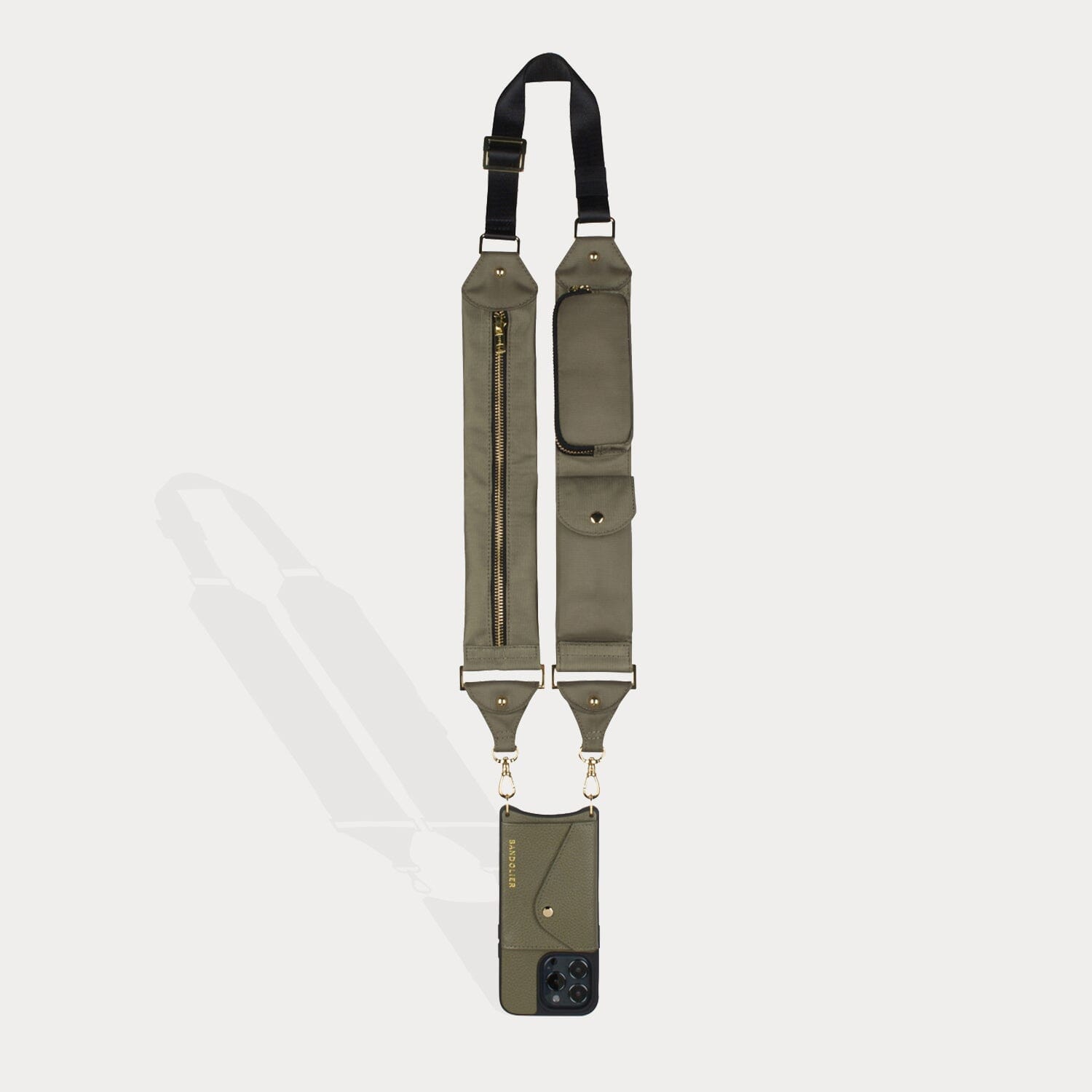 Billie Nylon Utility Crossbody with Case - Army Green/Gold