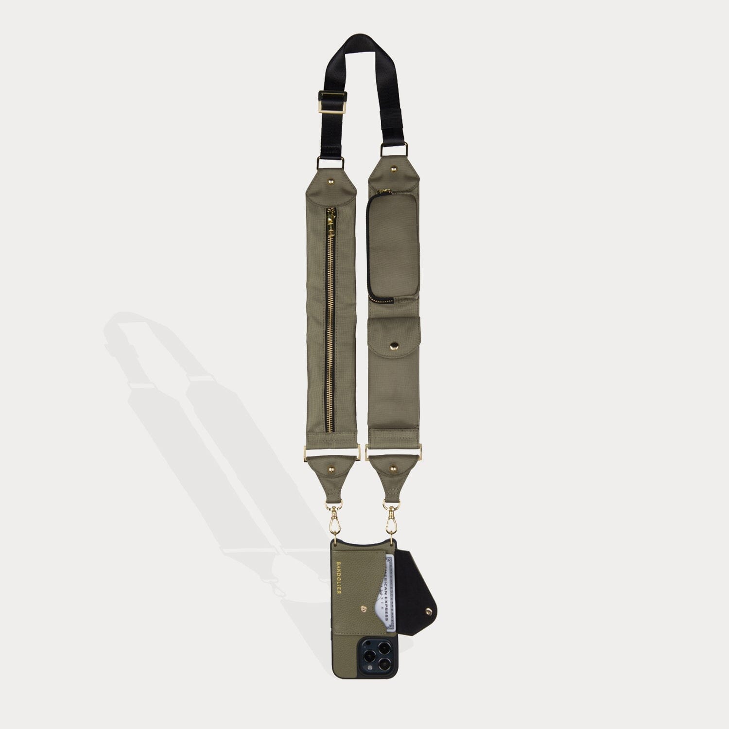 Billie Nylon Utility Crossbody with Case - Army Green/Gold