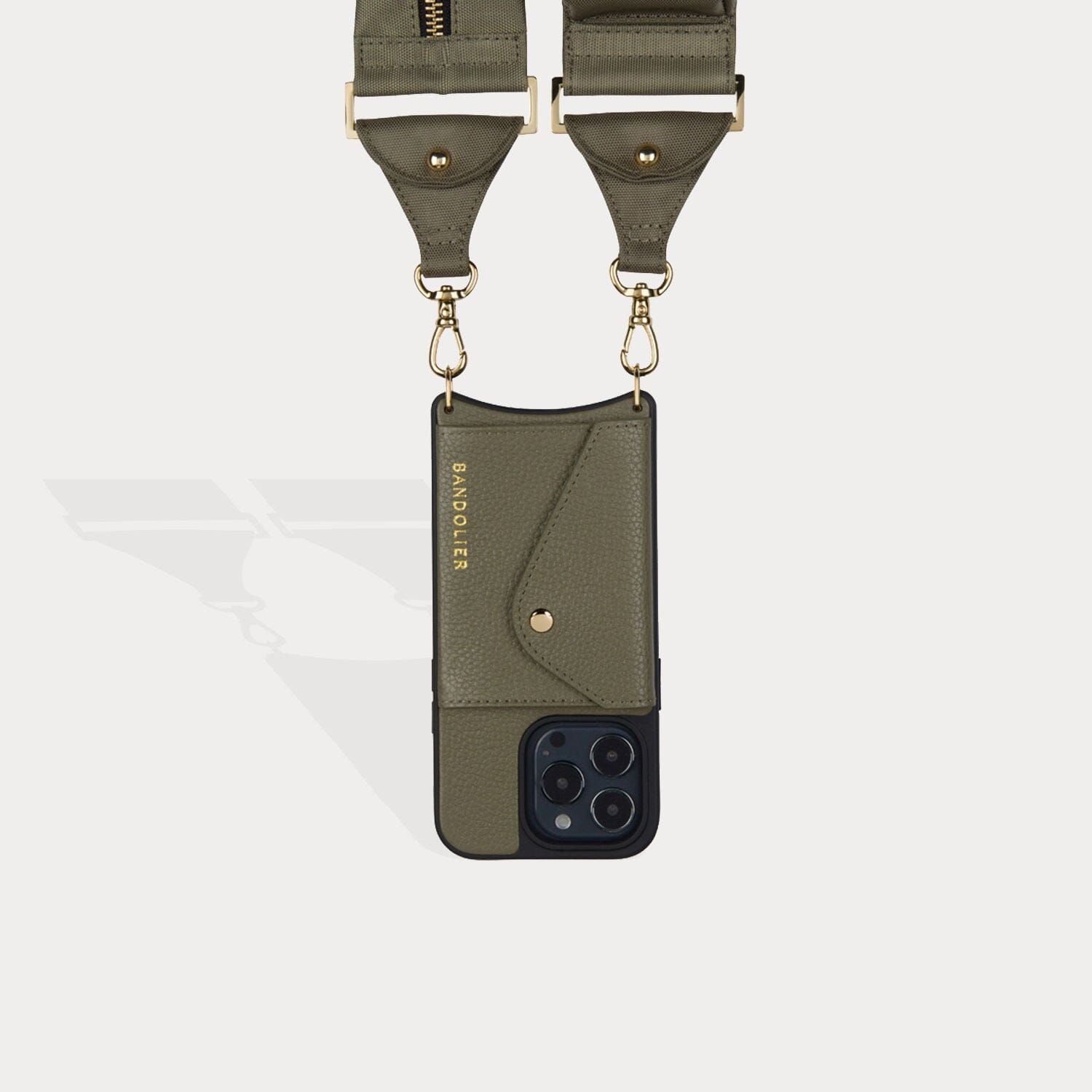 Billie Nylon Utility Crossbody with Case - Army Green/Gold