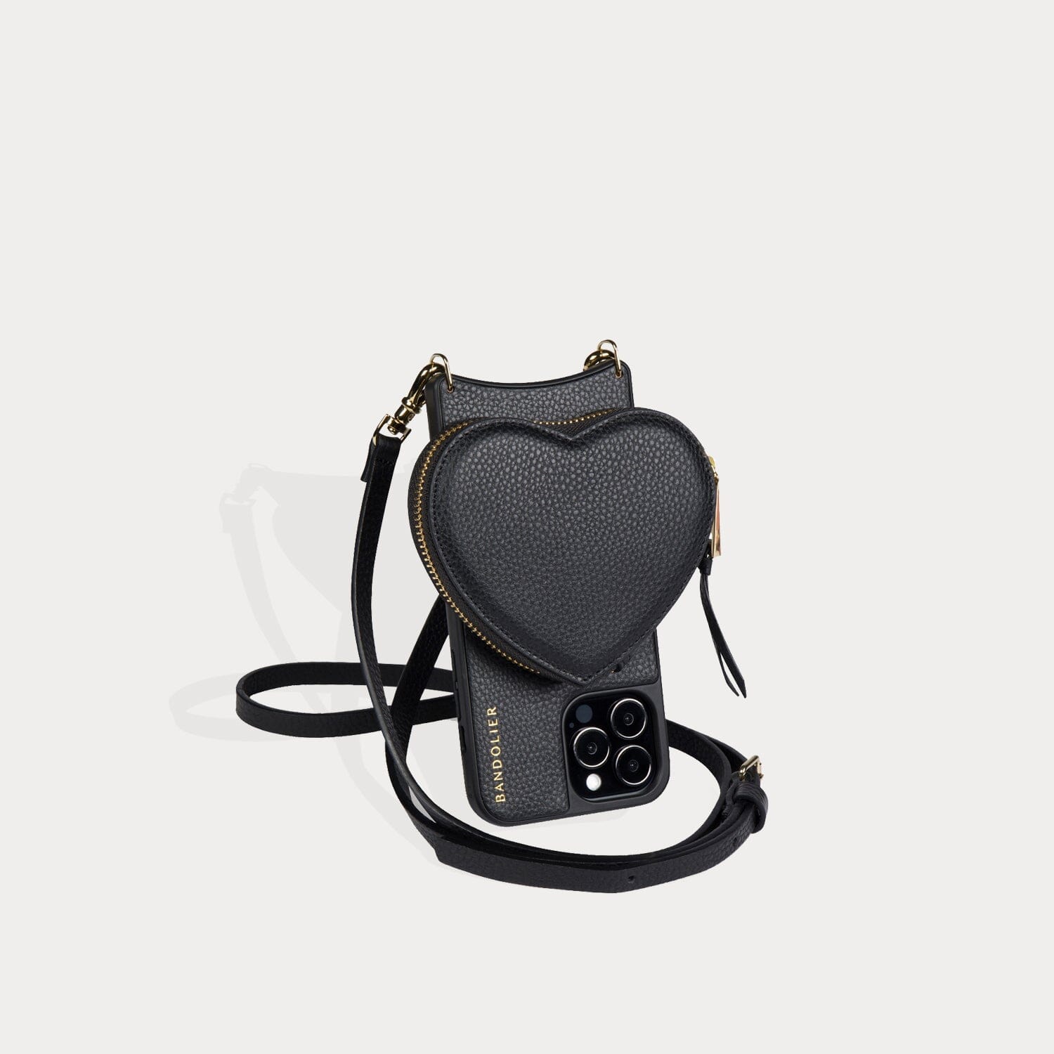 Willa Heart Crossbody Bandolier - Black/Gold