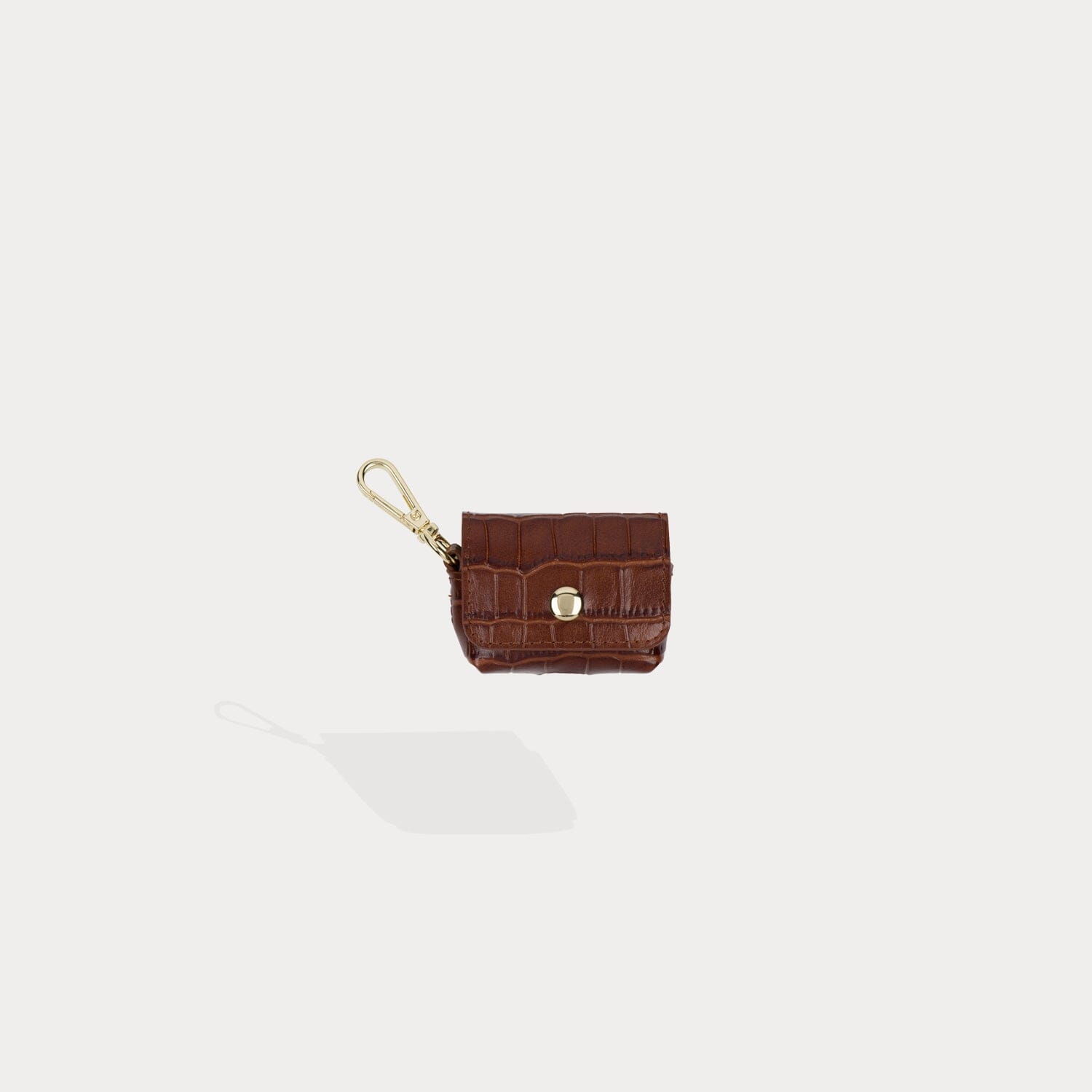 Avery AirPod Clip-On Pouch - Brown Croc/Gold