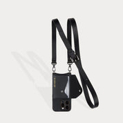 Hailey Side Slot Leather Crossbody Bandolier - Black/Pewter