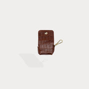 Avery AirPod Clip-On Pouch - Brown Croc/Gold