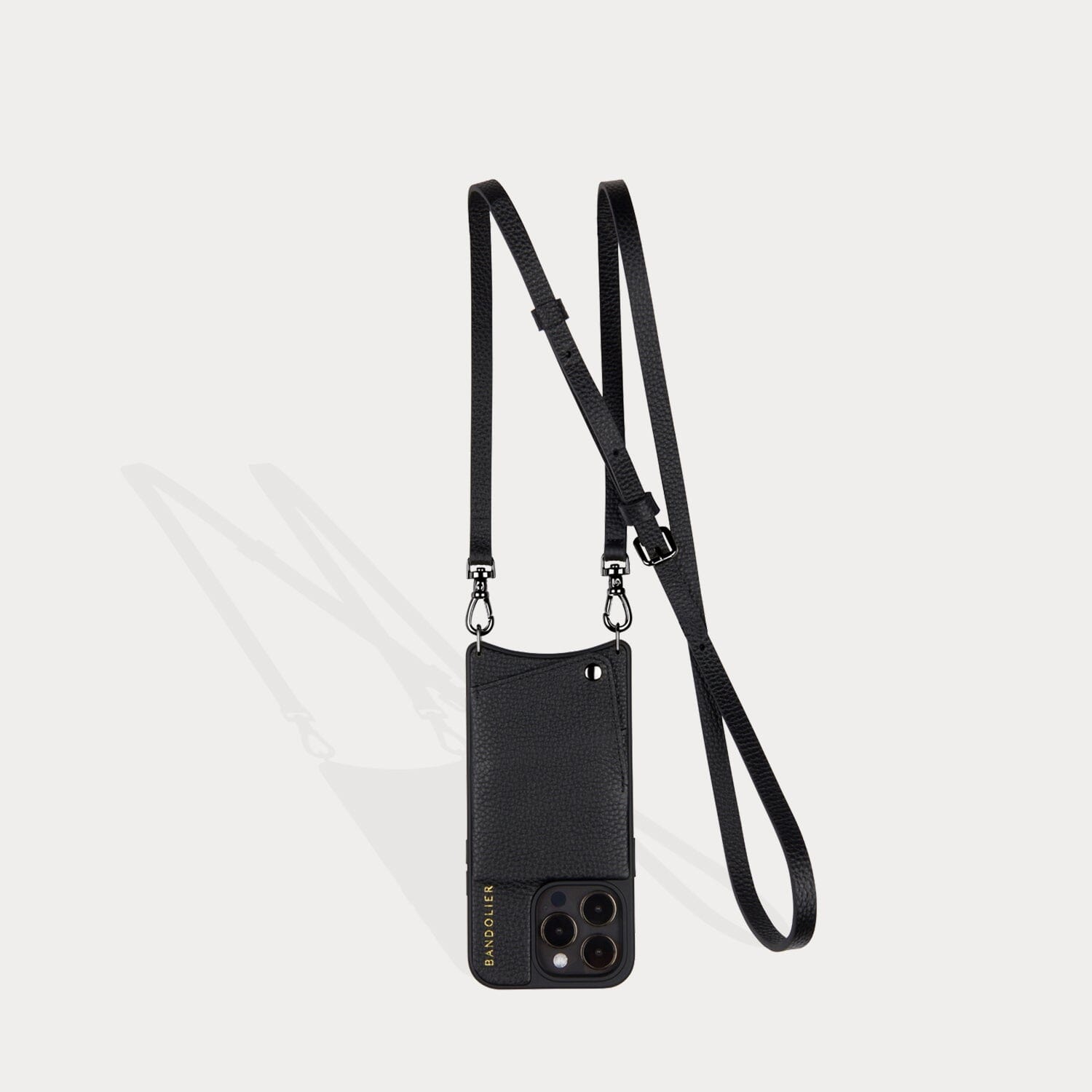 Emma Pebble Leather Crossbody Bandolier - Black/Pewter