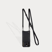 Emma Pebble Leather Crossbody Bandolier - Black/Pewter