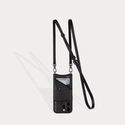 Emma Pebble Leather Crossbody Bandolier - Black/Pewter