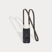 Annie Side Slot Leather Crossbody Bandolier Set - Black/Gold