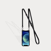 Emma Pebble Leather Crossbody Bandolier - Black/Pewter