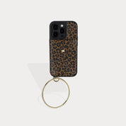 Gigi O-ring Wristlet - Dark Leopard/Gold