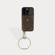 Gigi O-ring Wristlet - Dark Leopard/Gold
