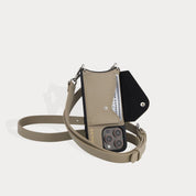 Hailey Side Slot Leather Crossbody Bandolier - Greige/Silver