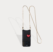 Gia Heart MagSafe Charging Crossbody Bandolier - Black/Red/Gold