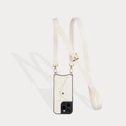Hailey Side Slot Leather Crossbody Bandolier - Ivory/Gold