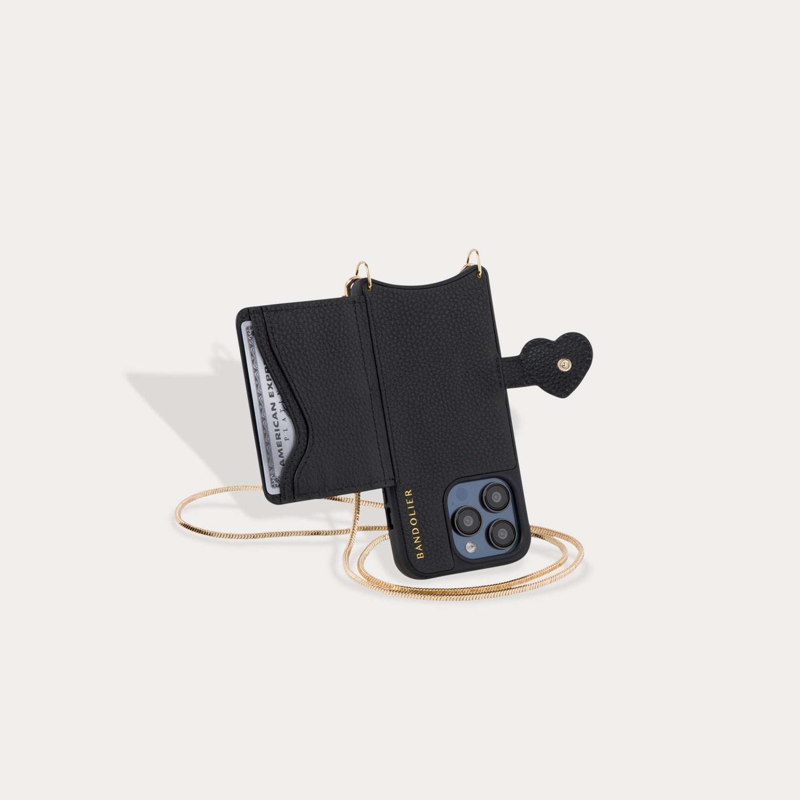 Gia Heart MagSafe Charging Crossbody Bandolier - Black/Red/Gold