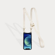 Hailey Side Slot Leather Crossbody Bandolier - Ivory/Gold