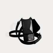 Hailey Side Slot Leather Crossbody Bandolier - Black/Pewter