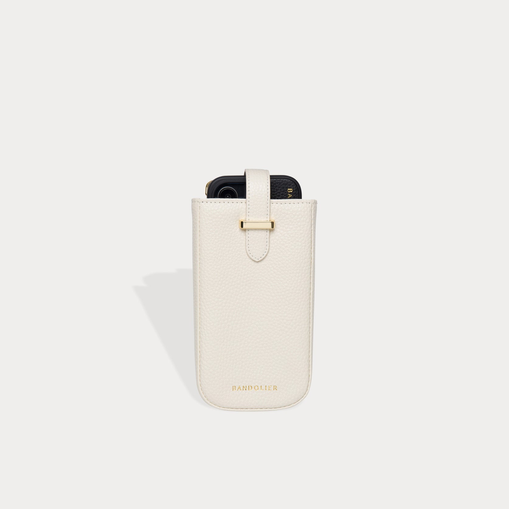Slip Top Pebble Leather Holster - Ivory/Gold