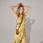 Sadie Side Slot Leather Crossbody Bandolier - Sienna/Gold