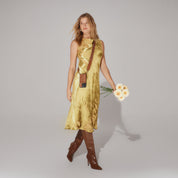 Sadie Side Slot Leather Crossbody Bandolier - Sienna/Gold