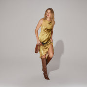 Sadie Side Slot Leather Crossbody Bandolier - Sienna/Gold
