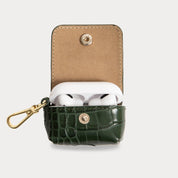 Avery AirPods Clip-On Pouch  - Dark Green Croc/Gold