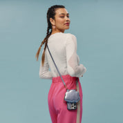 Willa Cloud Crossbody Bandolier - Metallic Powder Blue/Gold