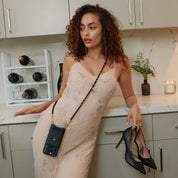 Reign Side Slot Leather Crossbody Bandolier - Black/Gold